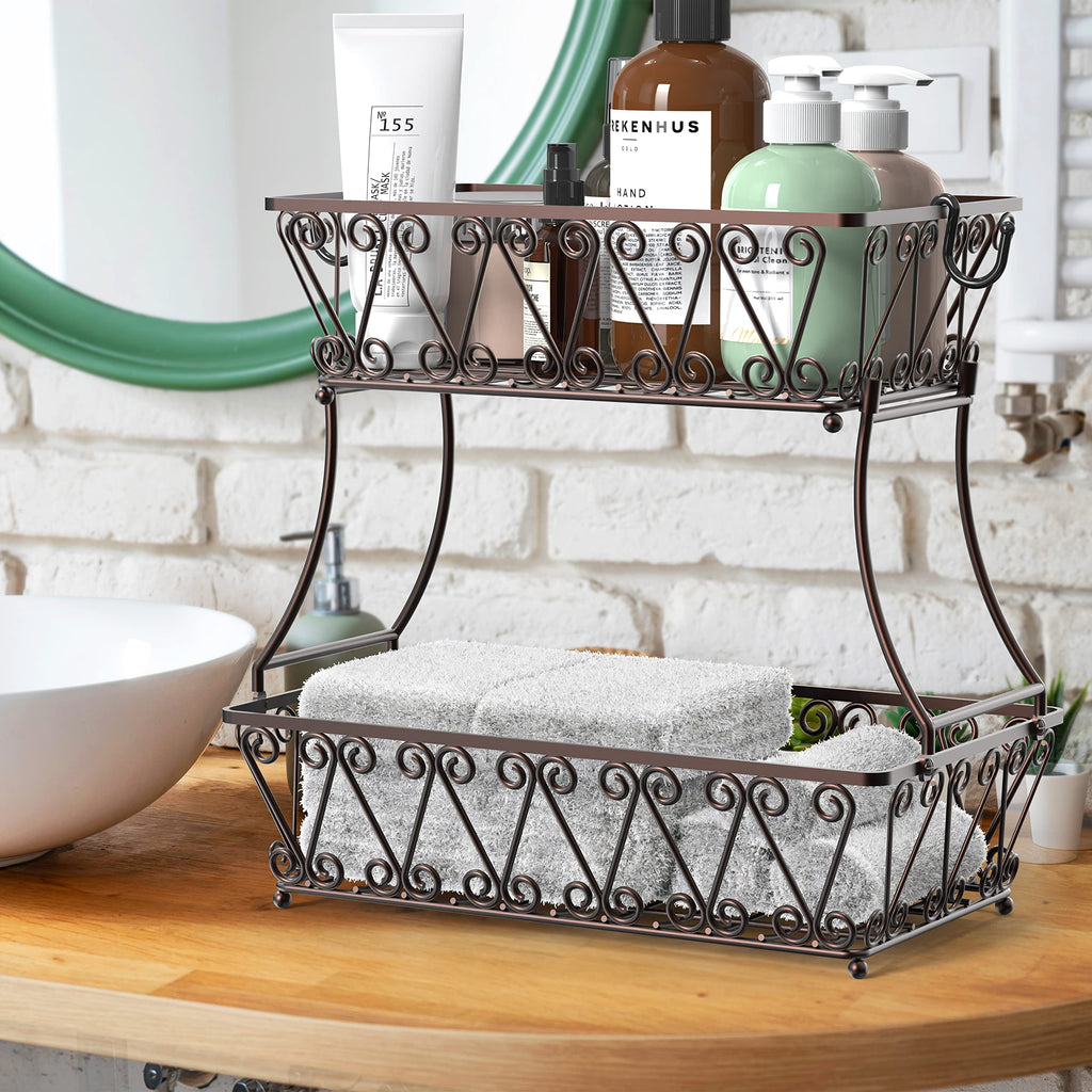 2-Tier Countertop Fruit Basket Bowl Storage L38569