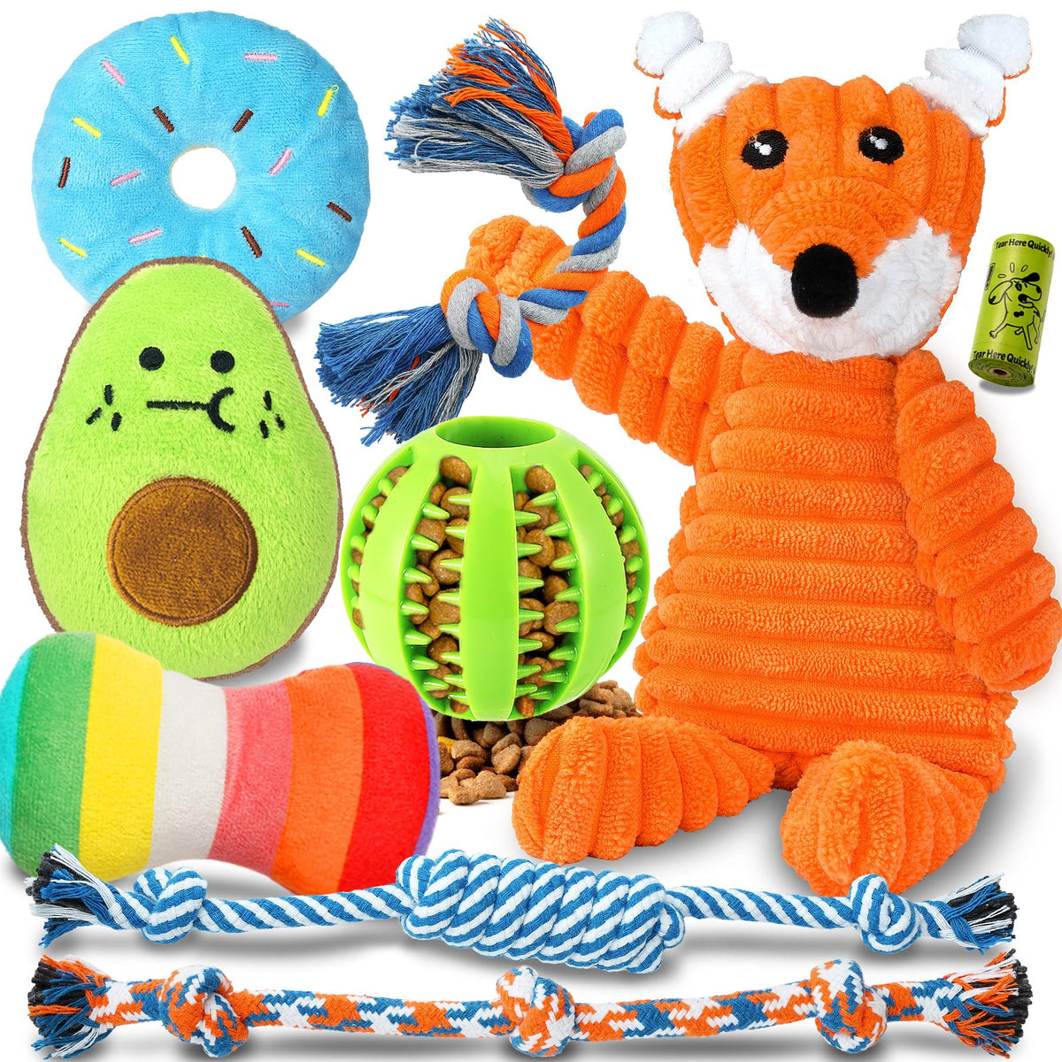 9 Pack Puppy Chew Toys with Rope G422