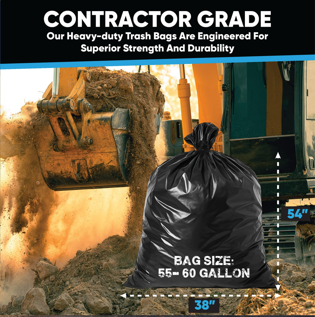 55 Gallon Heavy Duty Trash Bags 50 Count with Ties K719