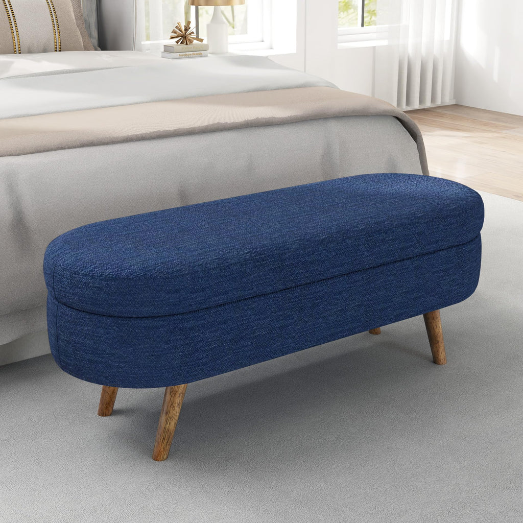 Oval Storage Bench with Rubber Wood Legs Z77234