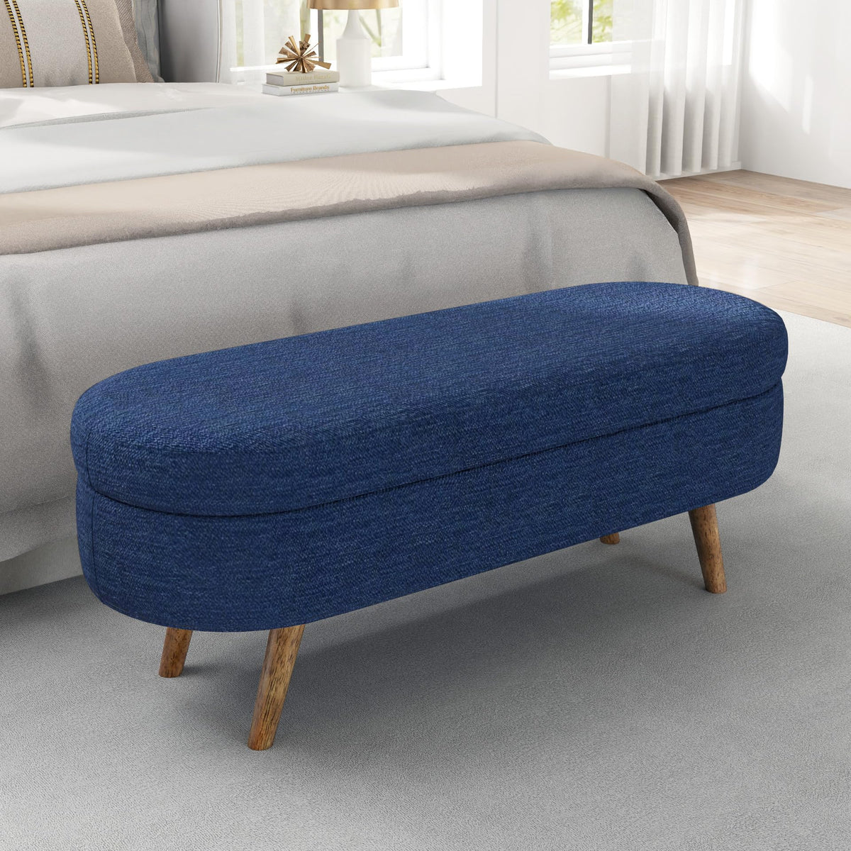 Oval Storage Bench with Rubber Wood Legs Z77234
