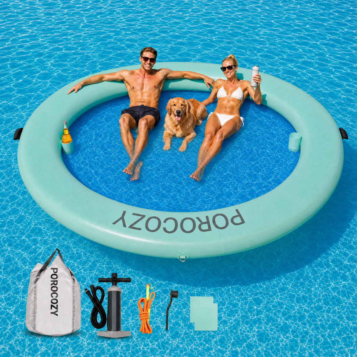 Inflatable Water Hammock with Cup Holders L352