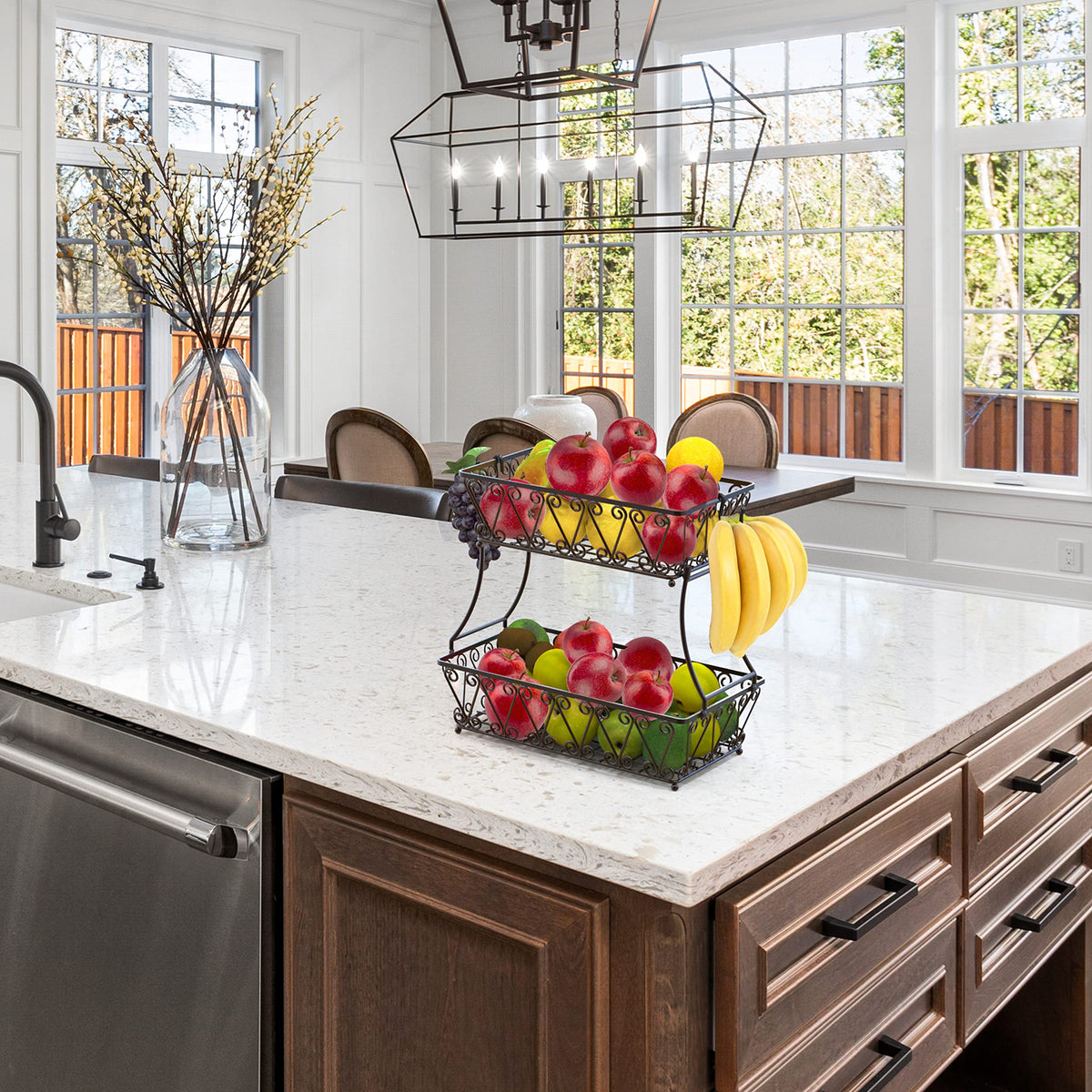 2-Tier Countertop Fruit Basket Bowl Storage L38569
