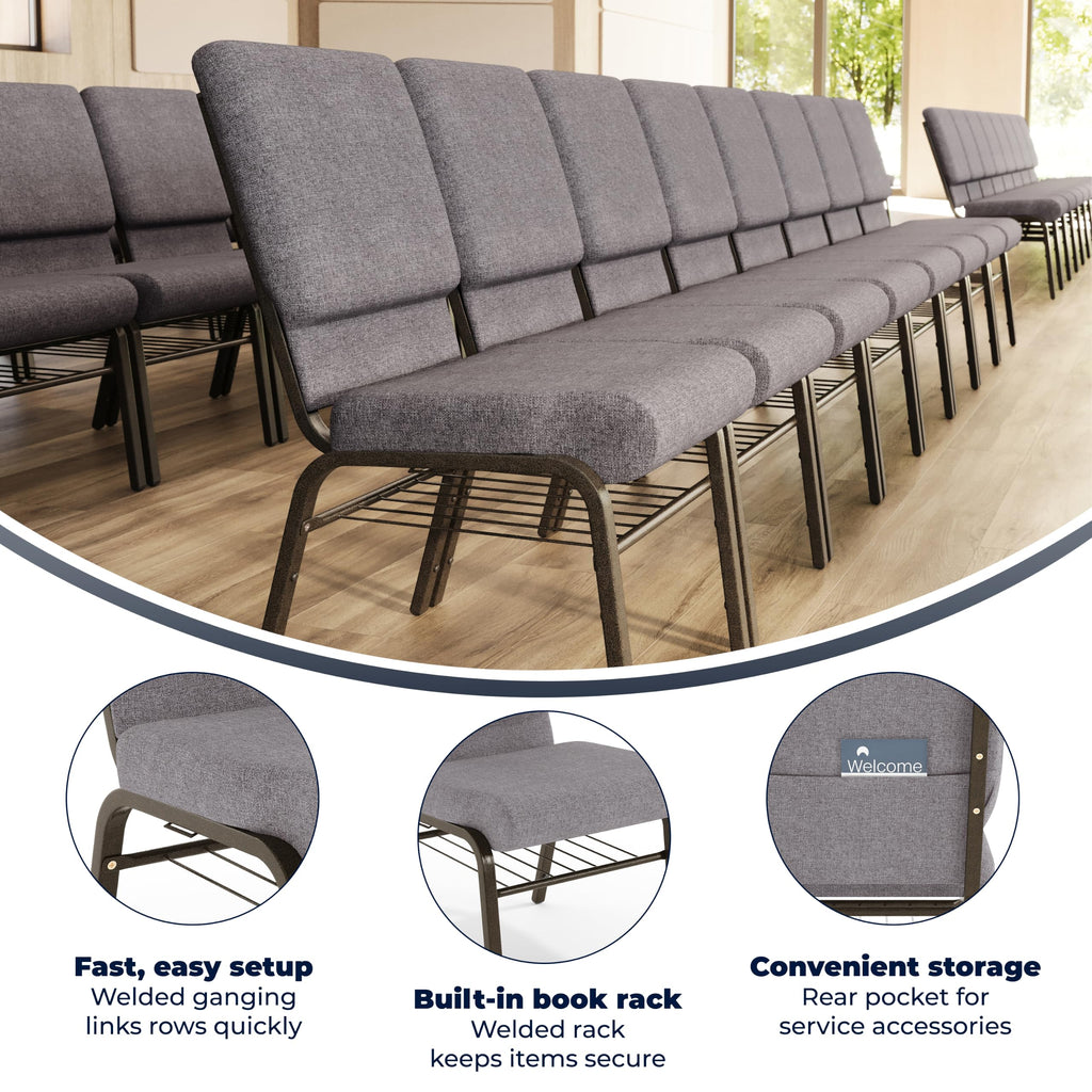 Gray Fabric Church Chair Z7634