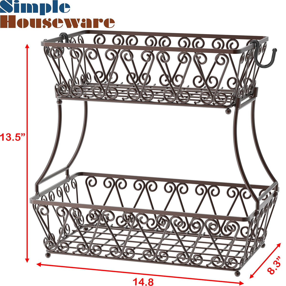 2-Tier Countertop Fruit Basket Bowl Storage L38569